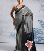 Black japan devsena satin saree japan satin digital print blouse