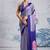 Blue japan satin saree with digital print blouse