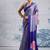 Blue japan satin saree with digital print blouse