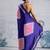 Blue japan satin saree with digital print blouse