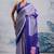 Blue japan satin saree with digital print blouse