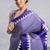 Blue japan satin saree with digital print blouse