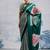 Green japan devsena satin saree japan satin digital print blouse