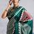 Green japan devsena satin saree japan satin digital print blouse