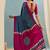 Blue japan devsena satin saree japan satin digital print blouse