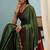 Green japan devsena satin saree japan satin digital print blouse