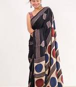 Black japan devsena satin saree japan satin digital print blouse