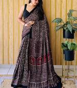 Black japan devsena satin saree japan satin digital print blouse