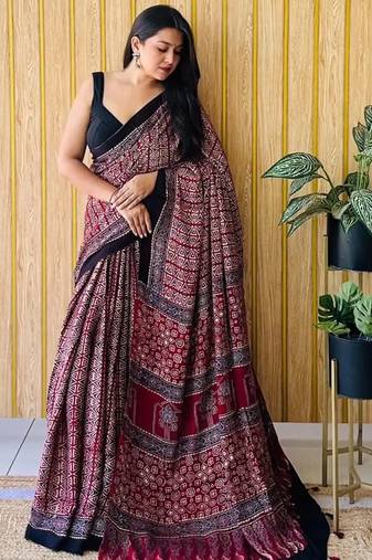 Multicolor japan devsena satin saree japan satin digital print blouse