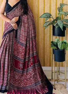 Multicolor japan satin saree with digital print blouse 2