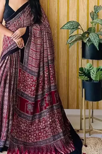 Multicolor japan satin saree with digital print blouse