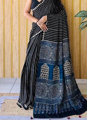 Multicolor japan satin saree with digital print blouse 2