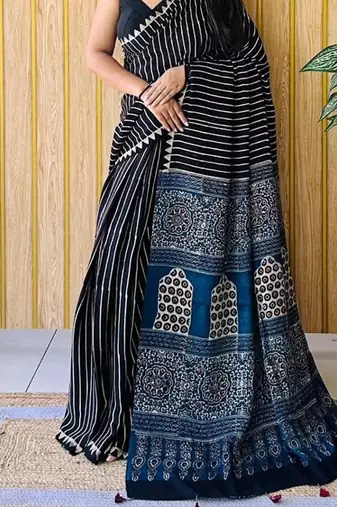 Multicolor japan satin saree with digital print blouse