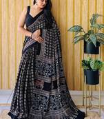 Multicolor japan devsena satin saree japan satin digital print blouse