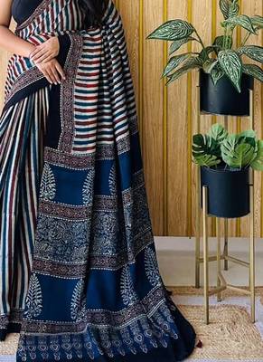 Multicolor japan satin saree with digital print blouse 2