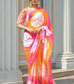 Multicolor japan devsena satin saree japan satin digital print blouse