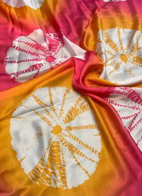 Multicolor japan satin saree with digital print blouse 4