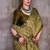 Olive japan satin saree with digital print blouse