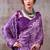Purple japan satin saree with digital print blouse