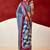 Blue japan satin saree with digital print blouse
