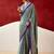 Turquoise japan satin saree with digital print blouse