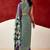 Turquoise japan satin saree with digital print blouse