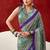 Turquoise japan satin saree with digital print blouse