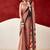 Red japan satin saree with digital print blouse