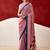Pink japan satin saree with digital print blouse
