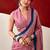 Pink japan satin saree with digital print blouse