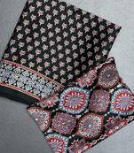 Black japan satin saree with digital print blouse
