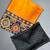 Orange japan satin saree with digital print blouse
