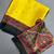Yellow japan satin saree with digital print blouse