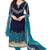 Navy blue crepe printed unstitched dress material