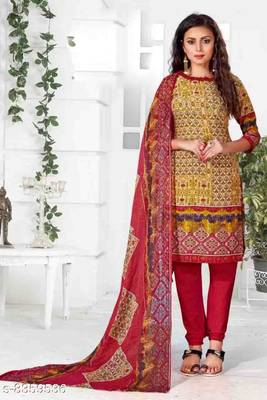 Mustrad crepe printed unstitched dress material 1