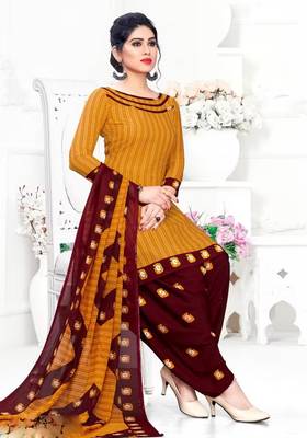 Mustrad crepe printed unstitched dress material 1