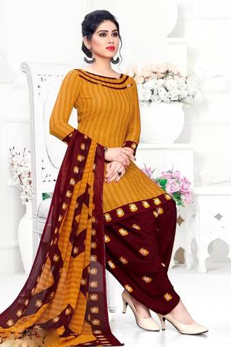 Mustrad crepe printed unstitched dress material