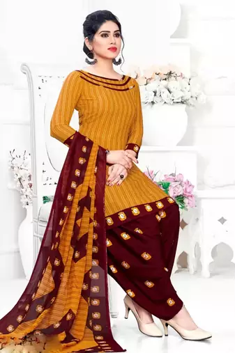 Mustrad crepe printed unstitched dress material