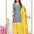Grey crepe printed unstitched dress material