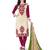 Beige crepe printed unstitched dress material