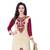 Beige crepe printed unstitched dress material