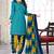 Tarquoise crepe printed unstitched dress material