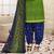 Parrot green crepe printed unstitched dress material