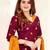 Maroon crepe printed unstitched dress material