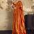 orange weaving silk blend saree