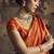 orange weaving silk blend saree