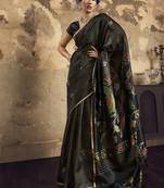 black weaving silk blend saree