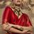 red weaving silk blend saree