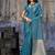 teal blue satin weaving silk blend saree