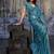 teal blue satin weaving silk blend saree